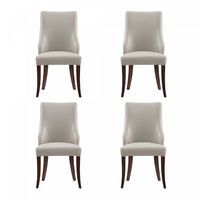 Connie Modern Vegan Leather and Velvet Wood Dining Chair in Light Gray - Set of 4
