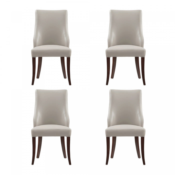 Connie Modern Vegan Leather and Velvet Wood Dining Chair in Light Gray - Set of 4 