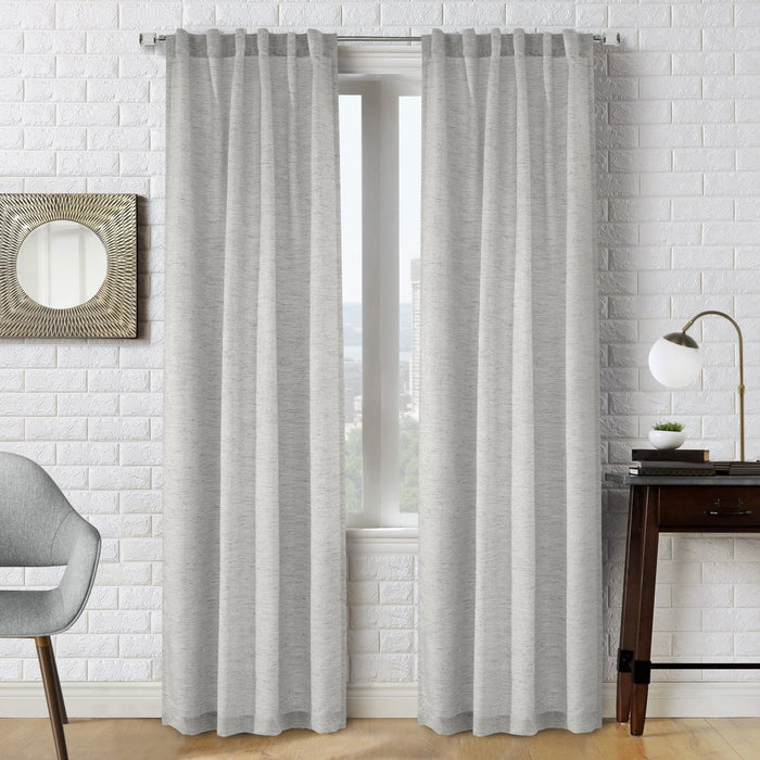 Gladstone Silver Dual-Header Curtain Panel - 52\" X 95\"