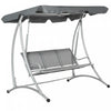 Outsunny 3 Person Patio Swing Seats With Adjustable Canopy Outdoor Swing Chair Bench For Garden, Poo