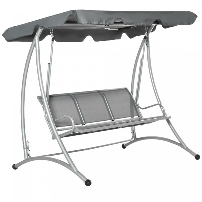 Outsunny 3 Person Patio Swing Seats With Adjustable Canopy Outdoor Swing Chair Bench For Garden, Poo