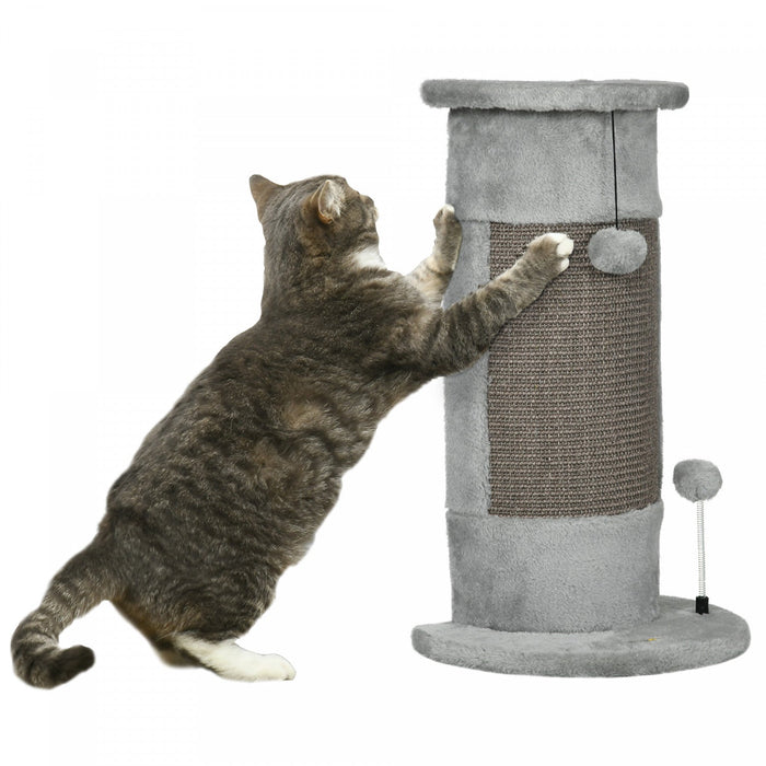 Pawhut 23\" Cat Scratching Post, Cat Scratcher With Play Balls, Scratch Post With Smooth Plush, Sisal