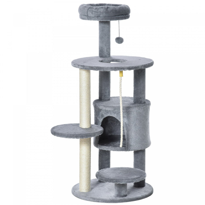 Pawhut Cat Tree For Indoor Cats, 44 Inches Multi-level Cat Tower, Climbing Activity Center With Jute