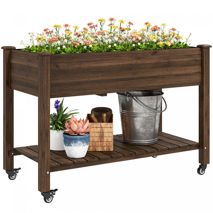 Outsunny Raised Garden Bed, Elevated Wooden Planter Box, Carbonized