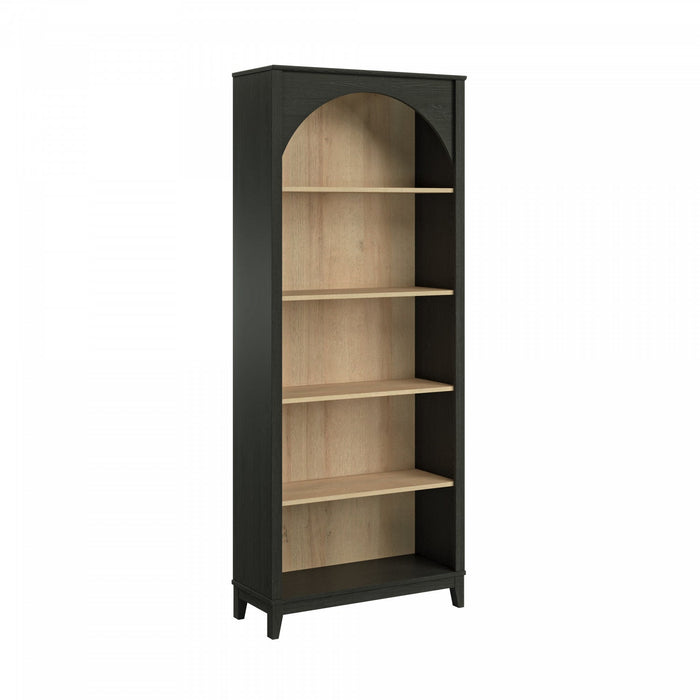 Prepac Ark Bookcase - Black and Natural Oak