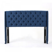 Hansen Upholstered Wingback Headboard With Button Tufting,king Size,dark Navy 