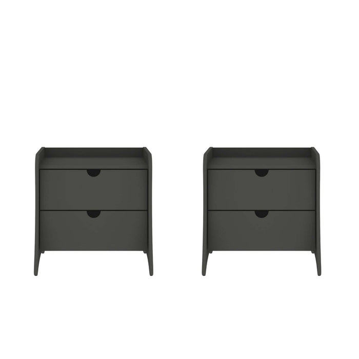 Coney Mid-Century Modern 20\" Nightstand in Charcoal Gray (2-Drawer) - Set of 2 