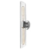Dainolite Samantha 2 Light Vanity Light Tall Polished Chrome Clear Fluted Glass Lamp