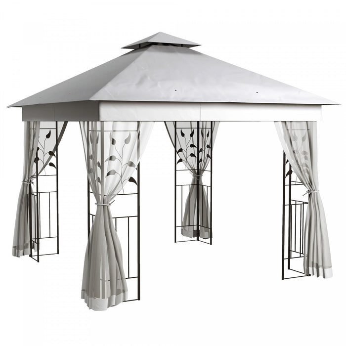 Outsunny 10' X 10' Patio Gazebo, Outdoor Gazebo Canopy, Light Grey