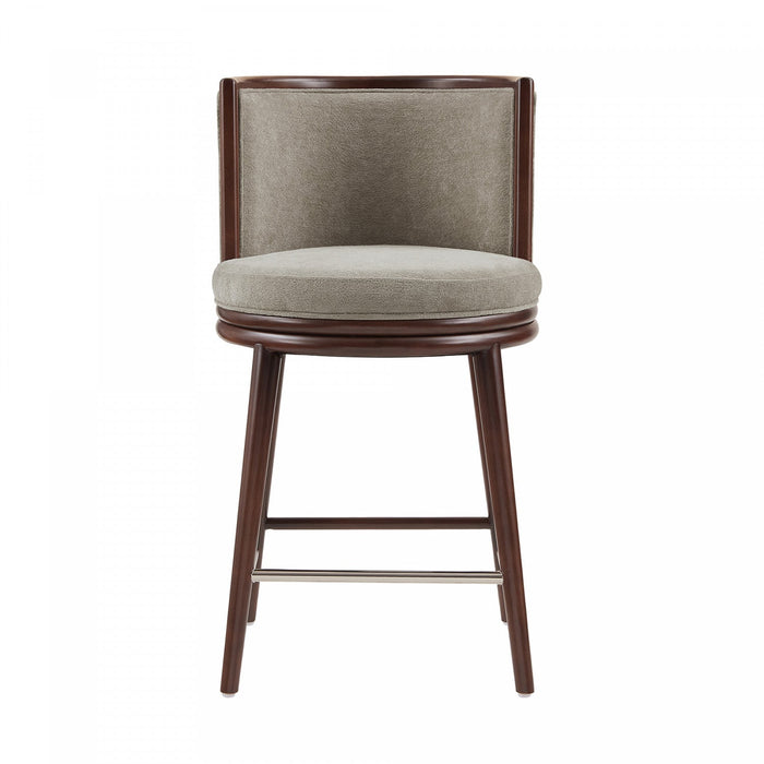 Evalyn Modern Wood Upholstered Counter Stool in Dove 