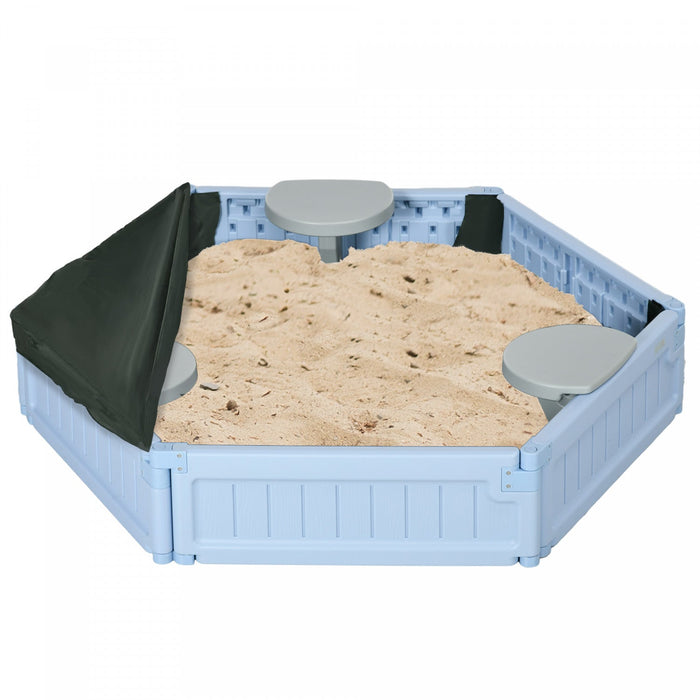 Diy Kids Sandbox With Waterproof Oxford Cover, Sand Playset Station With Bottom Fabric Liner, For 3-