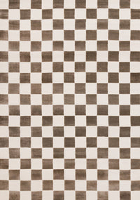 Leopold Checkered Brown White Geometric Area Rug - 7'10