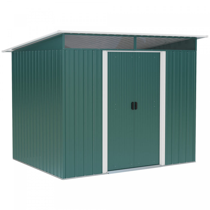 Outsunny 6' X 8.5' Garden Storage Shed, Metal Tool Storage House With Pc Boards And Double Doors For