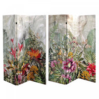 Double Sided 3 Panel Canvas Screen with Glitter Garden of Eden