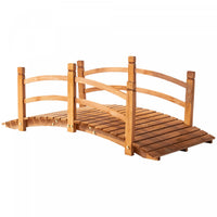 Outsunny 5ft Wooden Garden Bridge Classic Arc Footbridge With Guardrails For Stream Pond Walkway, Or