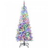 HOMCOM 5ft Frosted Christmas Tree with Dual Colour Light, Pencil Xmas Tree