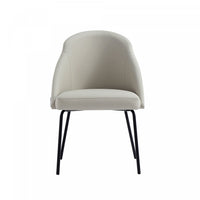 Gracie Modern Metal Vegan Leather Dining Chair in Stone Gray and Black 