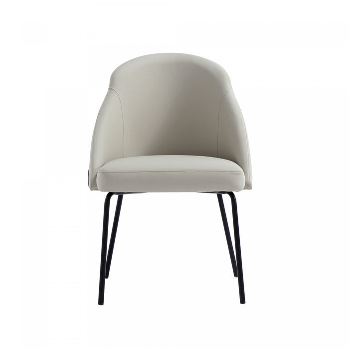 Gracie Modern Metal Vegan Leather Dining Chair in Stone Gray and Black 