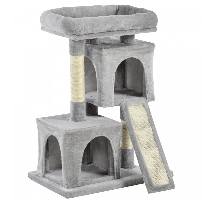 Pawhut Plush Cat Tree Tower Activity Center With Sisal Scratching Post Scratching Board Perch Condo,