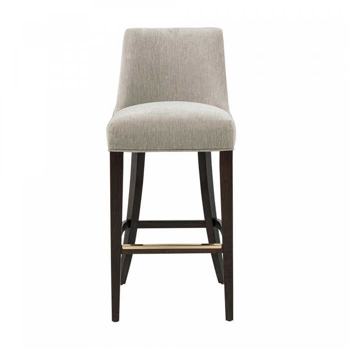Beever Modern Wood Upholstered Chenille Barstool in Taupe 