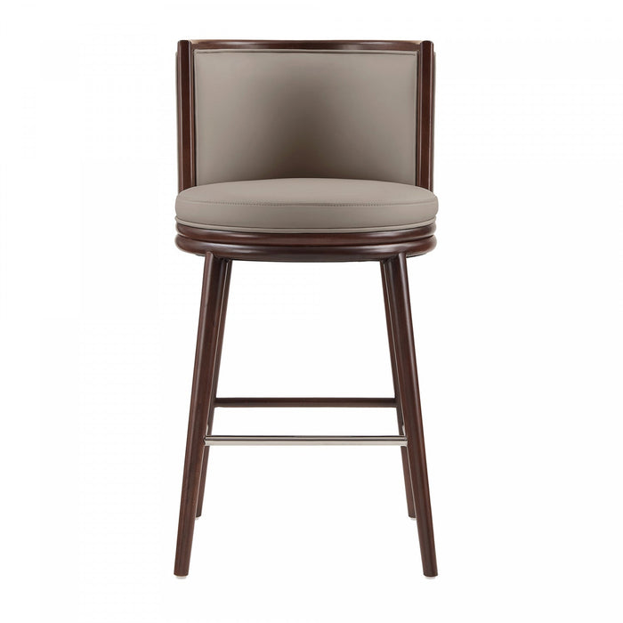 Evalyn Modern Wood Upholstered Barstool in Taupe 