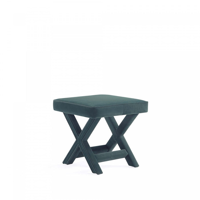 Abigail Mid-Century Modern Upholstered Velvet Accent Bench in Forest Green 