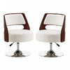 Salon Modern Vegan Leather Swivel Lounge Chair in White - Set of 2 Accent Chair 