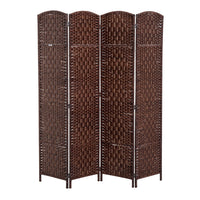 Homcom Double Hinged Woven Wicker Room Divider And Privacy Screens