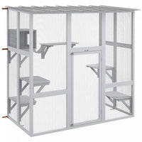 Pawhut Catio Outdoor Cat Enclosure, Wooden Outdoor Cat House Window Box With Weatherproof Roof, Brid