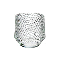 Round Glass Candle Holder Chevron - Set of 4
