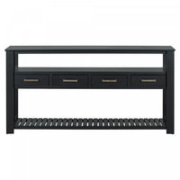 Ava 62.2'' Large Entryway Table with Drawers and Open Shelves,Black Sofa Table  