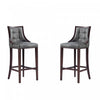 Fifth Avenue Traditional Wood Upholstered Barstool in Graphite - Set of 2 