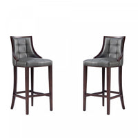Fifth Avenue Traditional Wood Upholstered Barstool in Graphite - Set of 2 