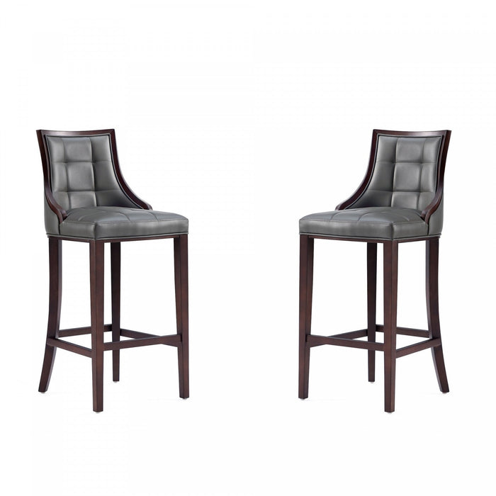 Fifth Avenue Traditional Wood Upholstered Barstool in Graphite - Set of 2 