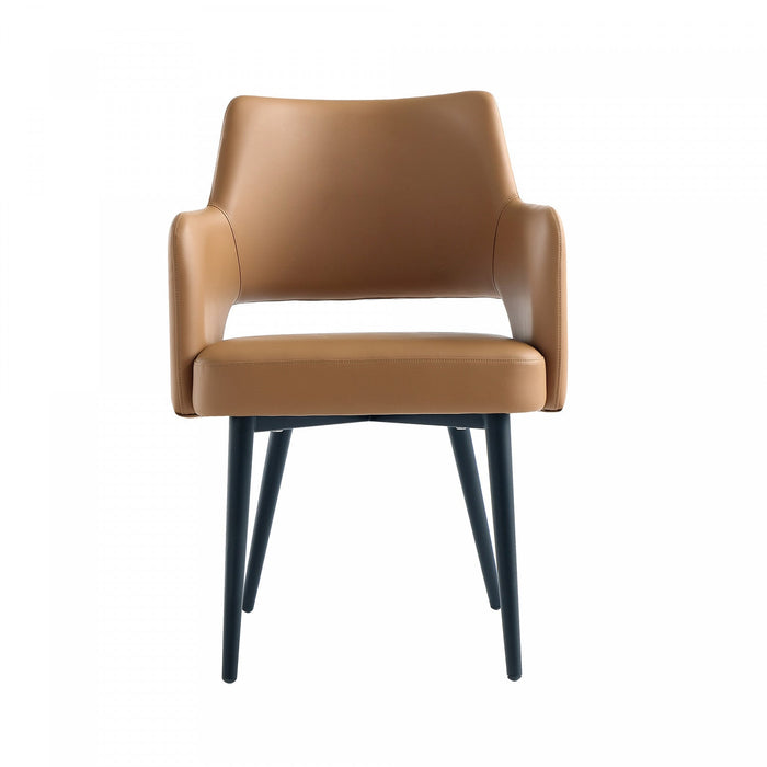 Tremont Modern Metal Vegan Leather Armchair in Saddle 