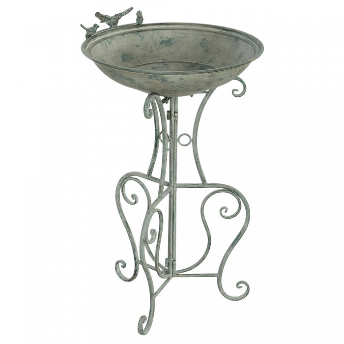 Outsunny Metal Bird Bath For Outdoors, 19.3" Birdbath With Bird Statues