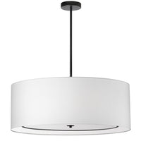 Dainolite Porscha 4 Light Pendant Large Matte Black White Shade Lamp