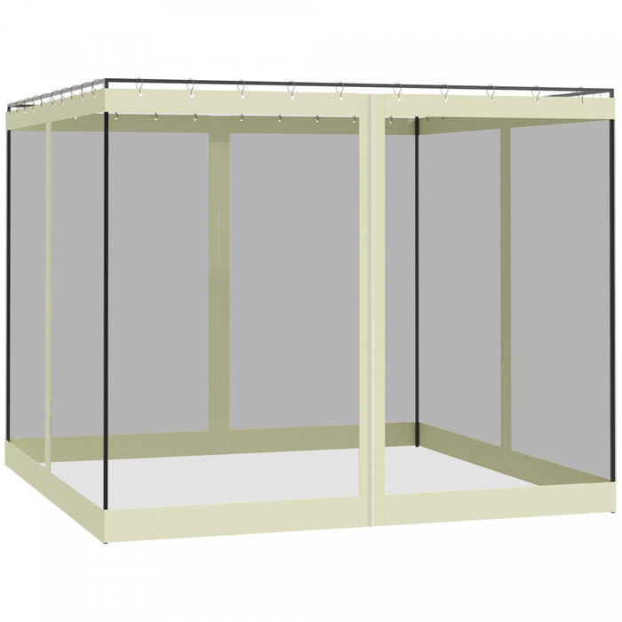 Outsunny Gazebo Mosquito Netting Replacement, 4-panel Canopy Screen Walls With Zipper For 10' X 10' 