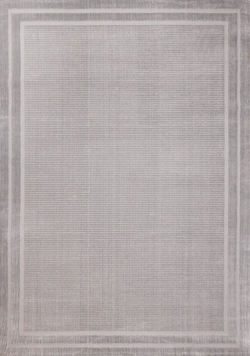 Ellie High-Low Textured Soft Polyester Grey Border Area Rug - 5'3\" x 7'7\"