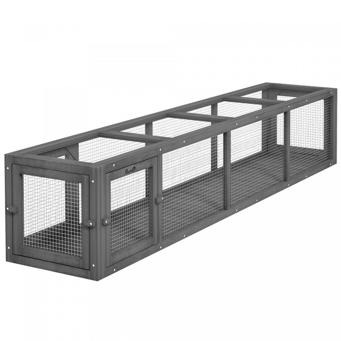 Pawhut 79" Long Cat Tunnel, Cat Shelter L- Shape With Extendable Design, Cat Enclosure For Indoor/outdoor Use With Weather Protection, Removable Door, Lead Grey