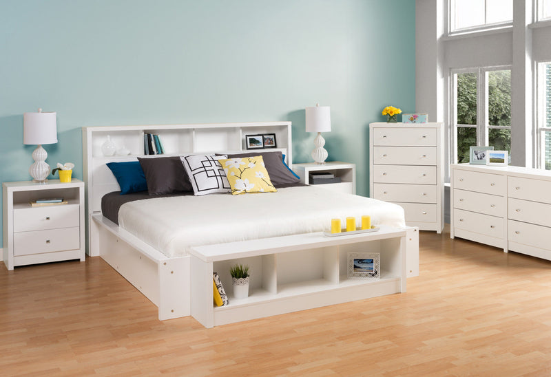 Calla Tall 2-Drawer Nightstand - White