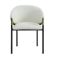 Pater Modern Dining Chairs With Upholstered Fabric Seating And Metal Legs,white 