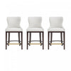 Blair Modern Wood Upholstered Counter Stool in White - Set of 3 Bar Stool 