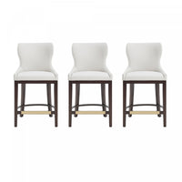 Blair Modern Wood Upholstered Counter Stool in White - Set of 3 Bar Stool