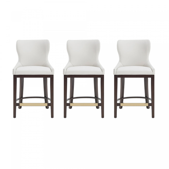 Blair Modern Wood Upholstered Counter Stool in White - Set of 3 Bar Stool 