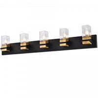Dainolite Veronica 5 Light Vanity Light Matte Black/Aged Brass Clear Glass Lamp