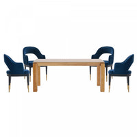 Carrington and Rockaway Modern Industry Chic 5-Piece Dining Set in Midnight Blue and Natural