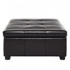 Liam 34.25\" Large Square Faux Leather Ottoman Coffee Table with Storage,Chocolate  