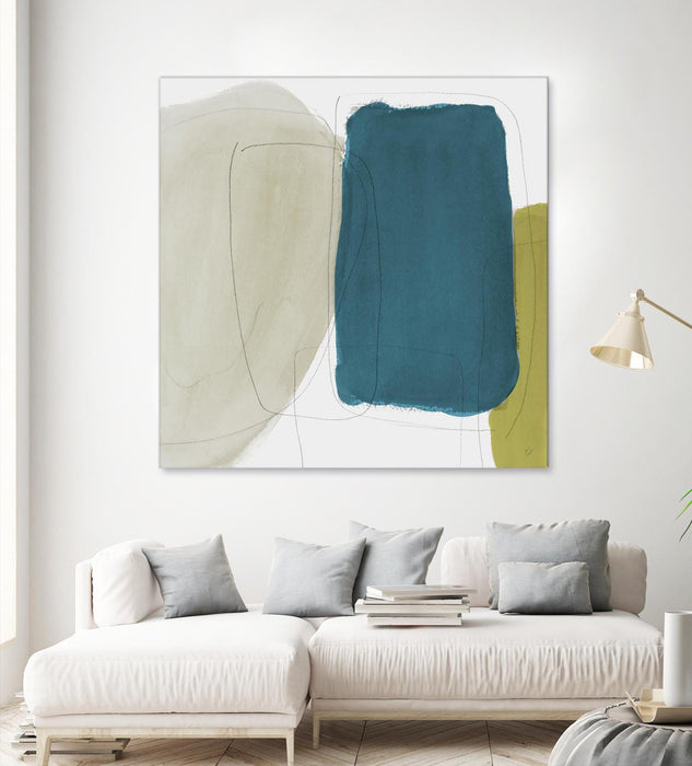 \"Beige And Navy Abstract\" Giant Art 54x54 Wall Art