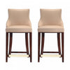 Shubert Modern Wood Upholstered Counter Stool in Tan - Set of 2 